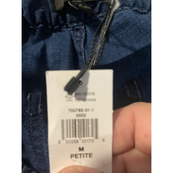 Banana Republic Wide Leg Linen Pants Womens Medium Petite Blue Casual Relaxed - Picture 4 of 7